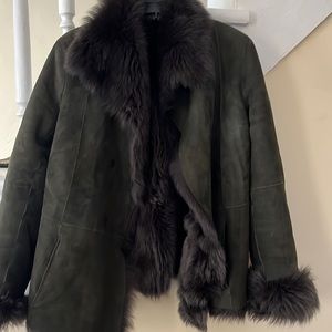 Joseph dark green shearling coat. Excellent condition